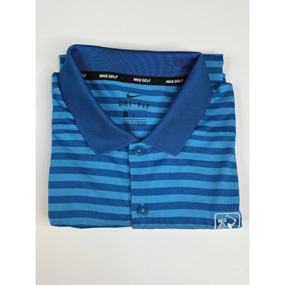 Nike Golf Polo Short Sleeve Shirt Men’s M TPC Sawgrass Blue Stripe PGA Dri-Fit - Picture 9 of 13